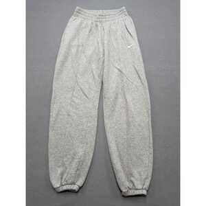 Nike Sweatpants Women's Small Light Gray High Rise Fleece Swoosh Gym Training